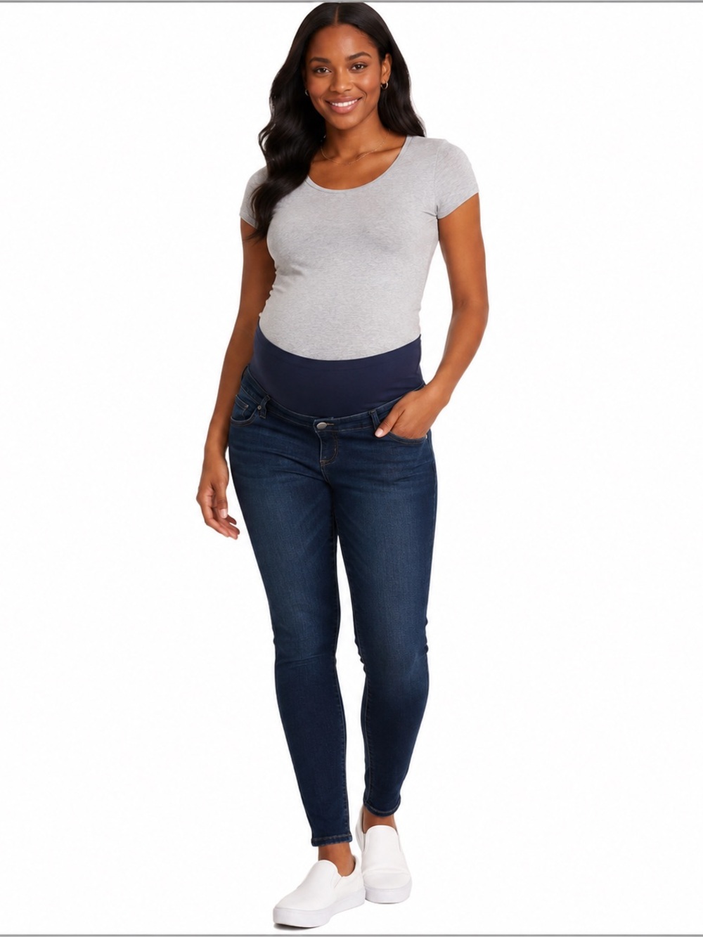 Time and Tru Maternity Full Panel Skinny Jeans Dark Wash L 12-14